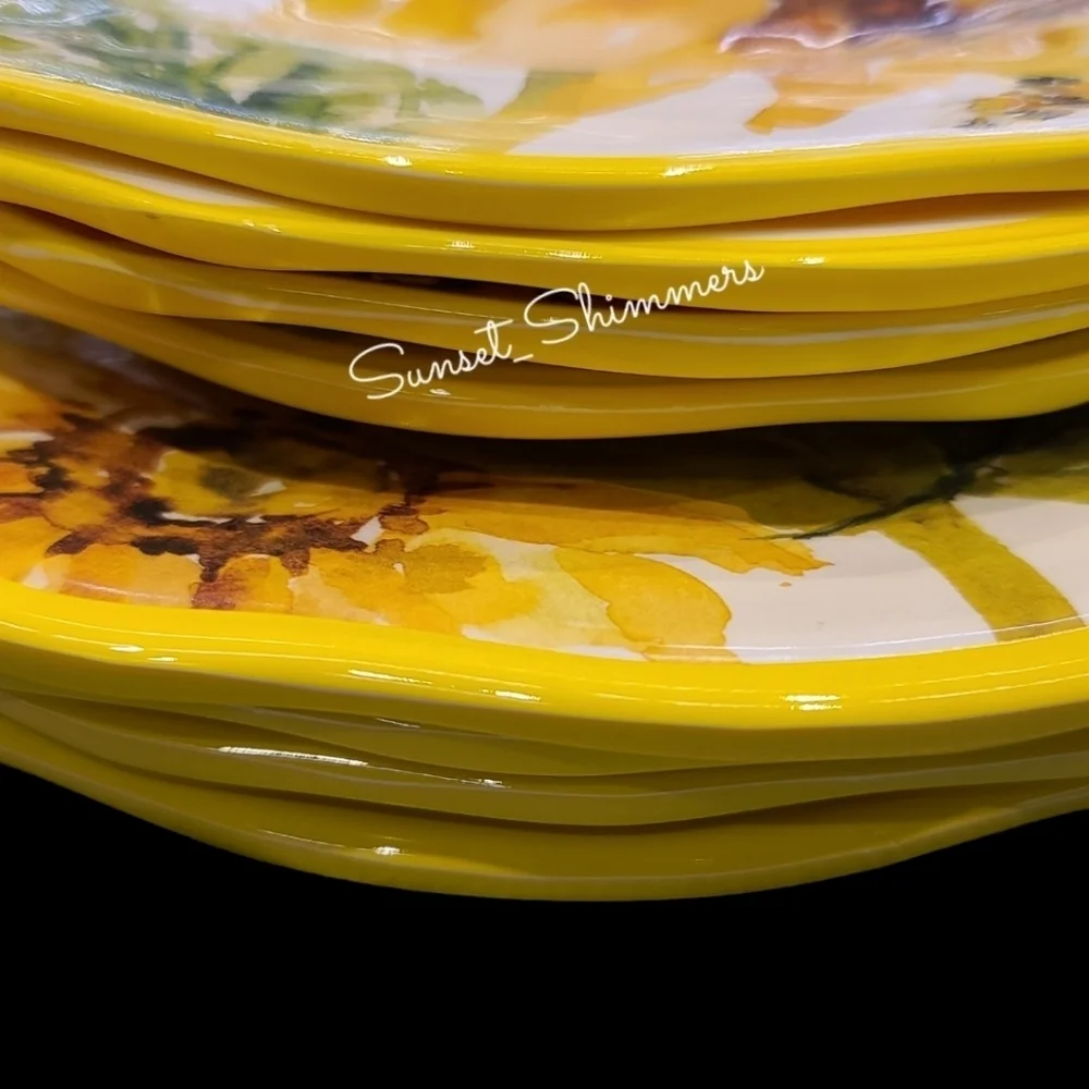 12pc Tuscan Sunflower Honey Bee Melamine Dinner Salad App Dessert Plate Set New